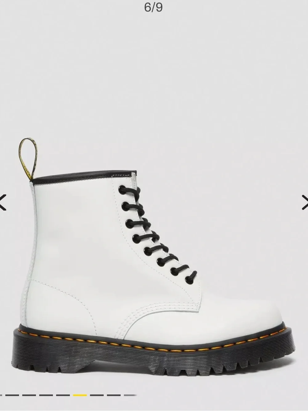 Dr. Martens White Leather 8-Eye Lace-Up Platform Boots with Black Laces